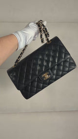 Chanel 2005 Vintage Black Caviar Medium Classic Double Flap Bag 24k GHW D3R