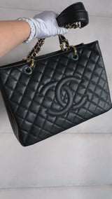 Pristine Chanel Black Caviar Grand Shopper Tote GST Bag GHW  SXC