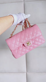 Chanel 2006 Vintage Sakura Pink Small Classic Double Flap Bag 24k GHW 2ER