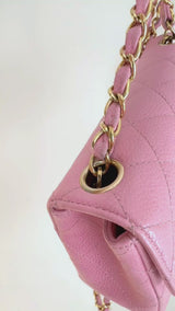 Chanel 2004 Vintage Sakura Pink Caviar Square Mini Flap Bag 24k GHW RJA