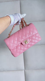 Chanel 2006 Vintage Sakura Pink Small Classic Double Flap Bag 24k GHW 2ER
