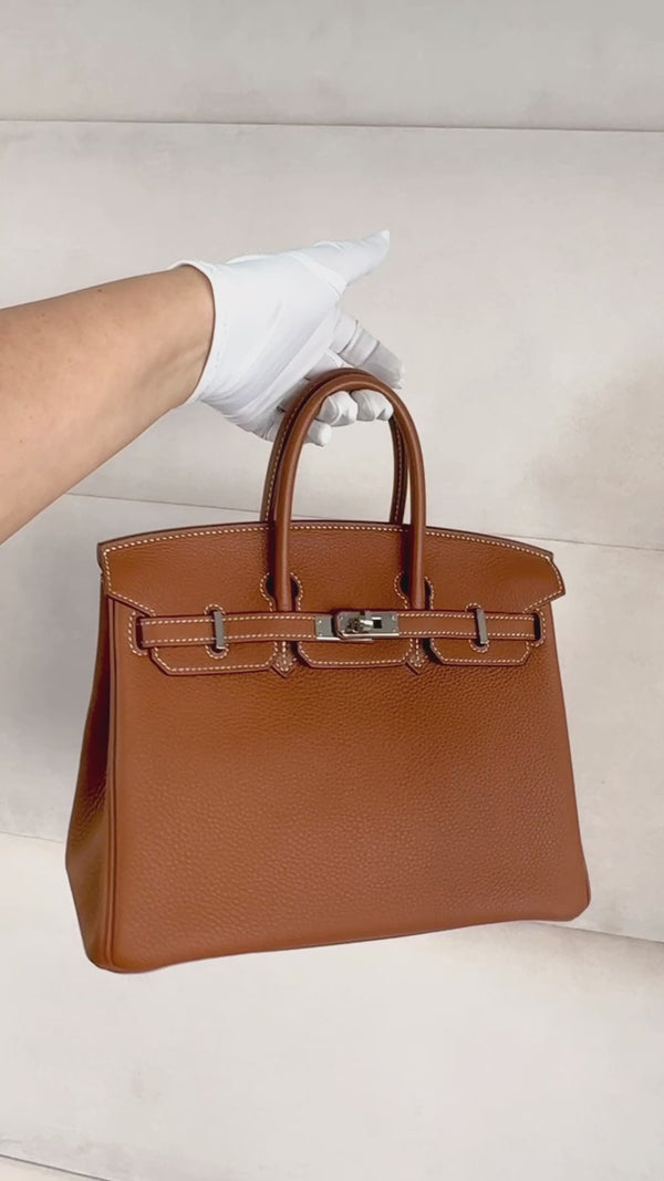 Hermès Gold Togo Beige Brown Birkin 25 Tote Bag Palladium PHW PPK