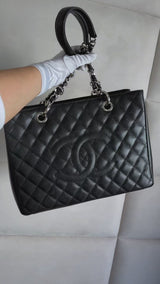 Chanel 2014 Black Caviar Grand Shopper Tote GST Bag SHW KH9