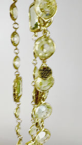 Chanel 1981 Vintage Light Apple Green Crystal Chicklet Sautoir Station Strand Necklace