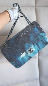 Pristine Chanel 2018 Limited Waterfall Sequins Jumbo Maxi Flap Bag SHW 7B8