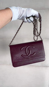 Chanel Burgundy Caviar Timeless Wallet on Chain WOC Flap Bag SHW 6C7