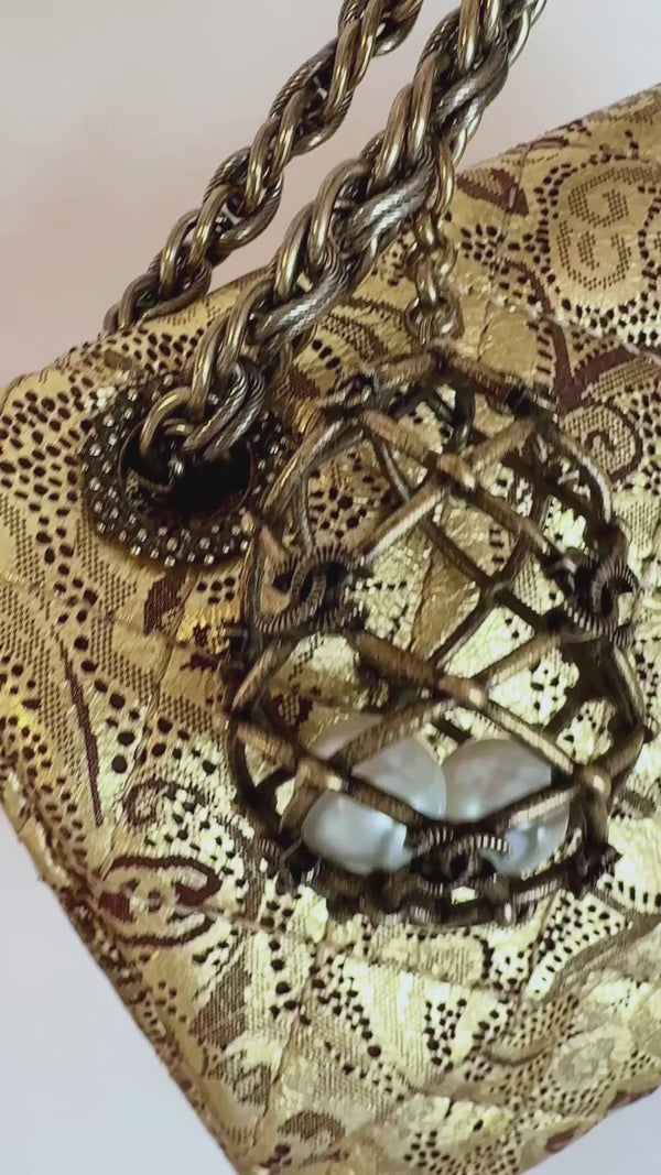 Chanel Vintage 2009 Paris-Moscou Gold Brocade 2.55 Reissue Flap Bag 224 Small Mini Moscow 39F