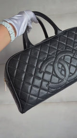 Chanel 2003 Vintage Black Caviar XL Large Bowler Duffle Bag WKJ