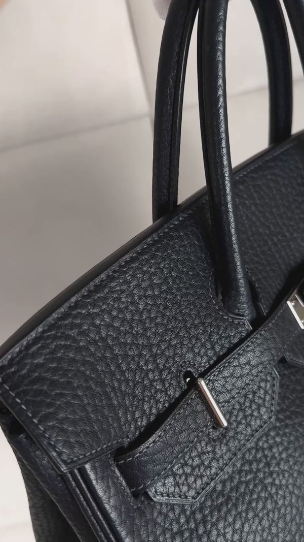 Hermès Fjord HAC Birkin 32 Blue-Black Nuit PHW Bag Q43