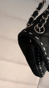 Chanel 2008 Vintage Black Logomania Logo Printed Flap Bag SHW 54Y