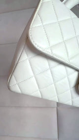 Chanel Vintage White Lambskin Parent Child Mommy Daughter Kelly Bag Set 24k GHW VBL