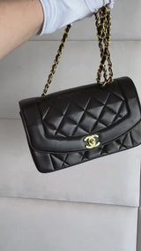 Chanel 1994 Vintage Black Small Diana Bag Lambskin 24k GHW VTN
