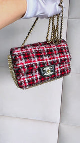 Pristine Chanel Jeweled Pearl Tweed Multicolor Rectangular Mini Flap Bag GHW 08X