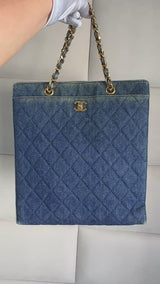 Chanel 1994 Vintage N/S Denim Shopper Tote Bag 24k GHW 4T5