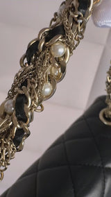 Chanel 2014 Black Westminster Pearl Braided Flap Bag GHW 523