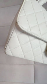 Chanel Vintage White Lambskin Parent Child Mommy Daughter Kelly Bag Set 24k GHW VBL