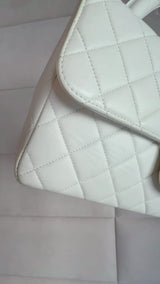 Chanel Vintage White Lambskin Parent Child Mommy Daughter Kelly Bag Set 24k GHW VBL