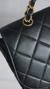 Rare Chanel Vintage Black Caviar Curved Jumbo CC Classic Flap Bag GHW ZI9