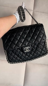 Chanel Black Luxe Chain Around Maxi Flap Bag SHW 65I