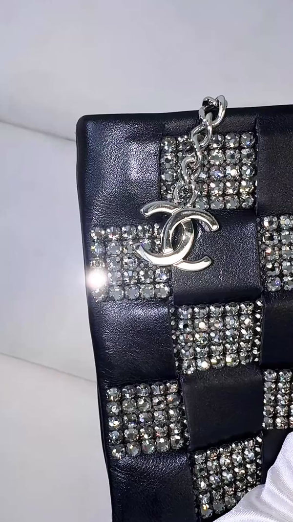 Chanel 2006 Vintage Woven Crystal Evening Clutch Bag SHW DU7