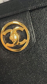 Chanel 1995 Vintage Caviar Box Vanity Case w Strap Bag 24k GHW Z5M