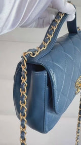 Chanel 19 Slate Blue Infinity Top Handle Crossbody Flap Bag GG5