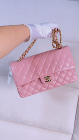 Rare New Chanel 2004 Vintage Pink Sakura Caviar Medium Classic Double Flap Bag 24k GHW BPI