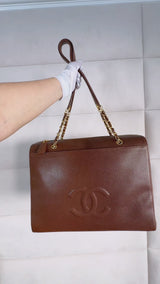 Chanel 1998 Vintage Brown Caviar XL Timeless Tote Bag 24k GHW NKH