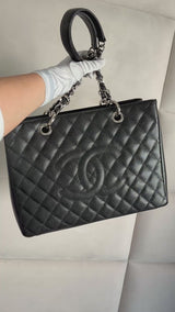Chanel 2014 Black Caviar Grand Shopper Tote GST Bag SHW KH9