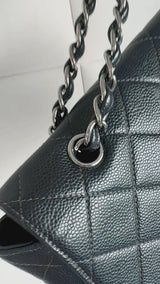 Chanel 2001 Vintage Black Caviar Curved Jumbo Classic Flap Bag RHW H6W