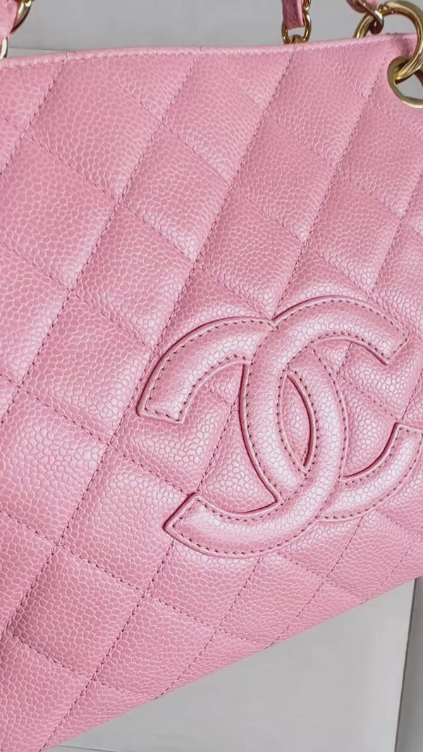 Chanel 2003 Vintage Sakura Pink Caviar Petite Timeless Tote PTT Bag 24k GHW  XAR