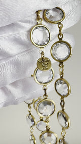 Chanel 1981 Vintage Clear White Crystal and Pearl Chicklet Sautoir Station Strand Necklace