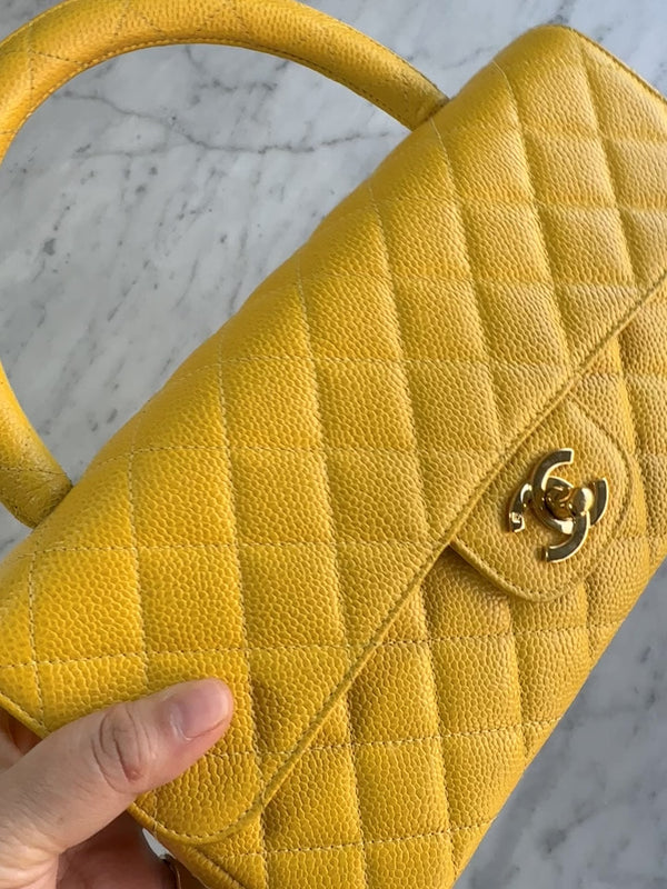 Chanel Vintage Caviar Kelly Bag Canary Yellow Parent 1997 Flap 24k GHW HVQ