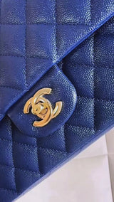 Chanel 2019 Dark Royal Blue Medium Caviar Classic Double Flap Bag GHW OKH