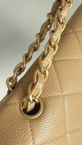 Chanel Vintage Beige Curved Caviar Jumbo Flap Bag 24k GHW Classic 2001 MQV