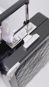 Chanel 2016 Airlines Evening In The Air Trolley Minaudière Clutch Bag Black Patent  RQ9