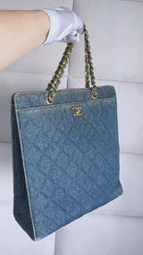 Chanel 1994 Vintage N/S Denim Shopper Tote Bag 24k GHW 4T5