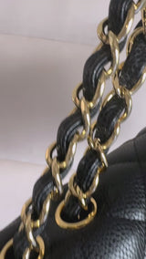 Chanel 2010 Black Caviar Jumbo Classic Flap Bag Single GHW RB5