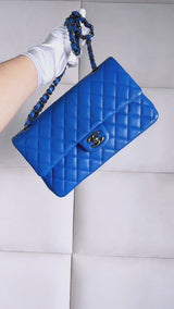 Chanel 16C Blue Roi Cobalt Caviar Medium Classic Double Flap Bag RHW CAD