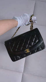 Chanel 1994 Vintage Black Lambskin Medium Diana Flap Bag 24k GHW F1D
