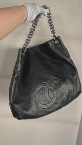 Chanel 2007 Vintage Black Chunky Soft and Chain Hobo Tote Bag RHW X8W