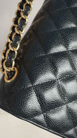 Chanel Black Jumbo Classic Flap Bag Caviar Double GHW FO4