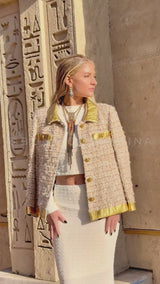 Chanel 19A Egypt Gold Tweed Runway Scarab Jacket Blazer 40 FR