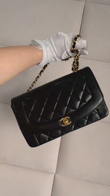 Chanel 1994 Vintage Black Lambskin Medium Diana Flap Bag 24k GHW F1D