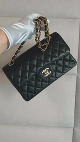 Chanel 2001 Vintage Black Caviar Small Classic Double Flap Bag 24k GHW  9TI