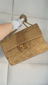 Chanel 1991 Vintage Gold Byzantine Brocade Silk Maxi Classic Flap Bag 24k GHW A6D