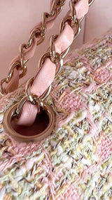 Pristine Rare Chanel 2006 Vintage Tweed Pink Medium Classic Double Flap Bag 24k GHW FHR