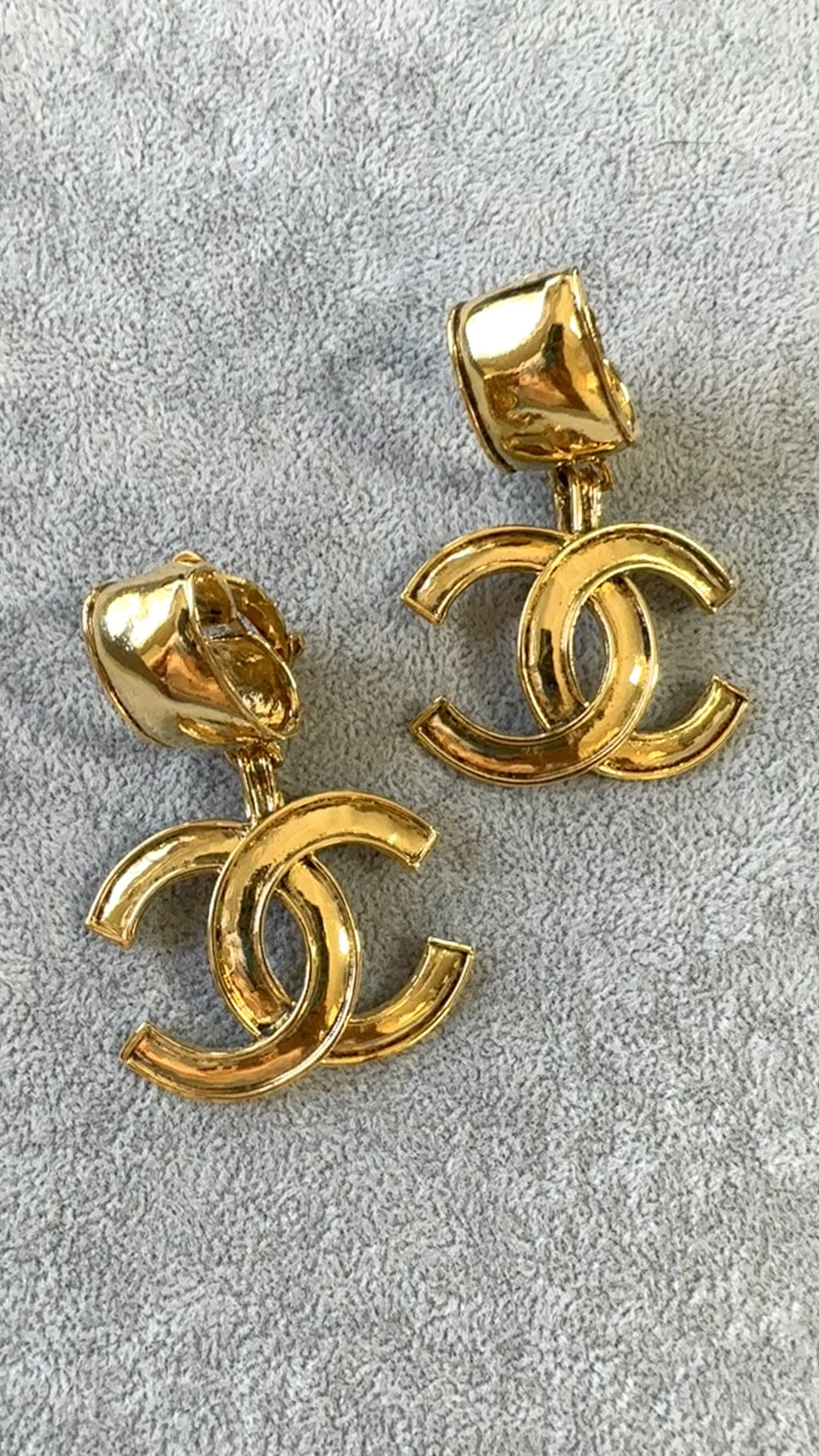 Chanel 94P Vintage Large CC Logo Statement Drop Earrings