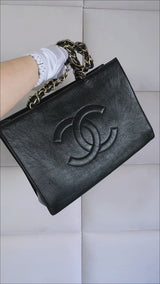Chanel 2020 Shiny Glazed Calfskin Patent Timeless Shopper Tote Bag Large GHW QME