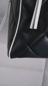 Chanel 1995 Vintage Black Letter Large Bowler Duffle Bag U3N